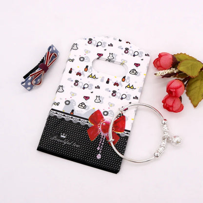 Wholesale 50Pcs/Lot Plastic Bag 9x15cm Small Boutique Storage Candy Jewelry Packaging Bag Plastic Gift Bags With Handle