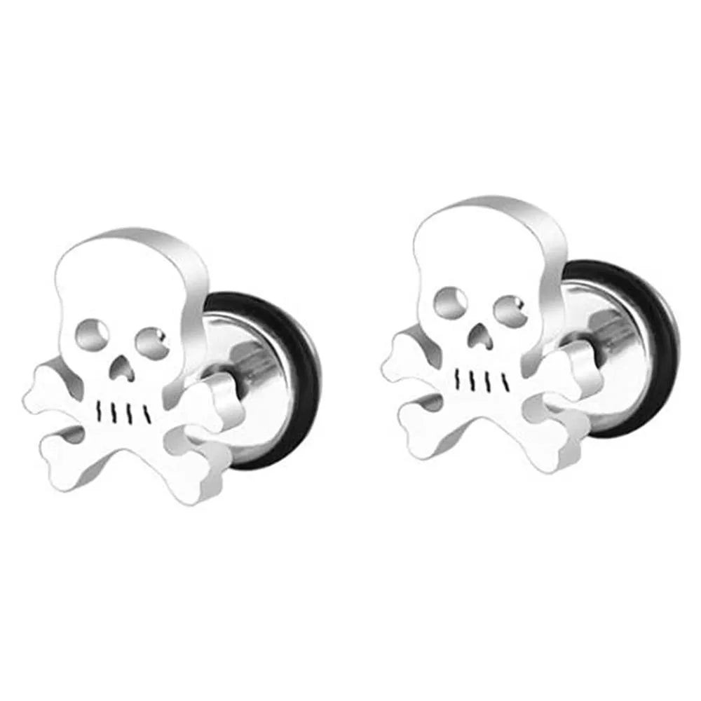 1 Pair Fashion Titanium Round Cake Stud Earrings For Men Women Halloween Pumpkin Head Earrings Stainless Steel Jewelry Evil Eye