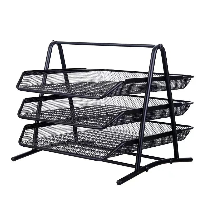 Office A4 Paper Desk Organizer Document File Letter Book Brochure Filling Tray Rack Shelf Carrier Metal Wire Mesh Storage Holder