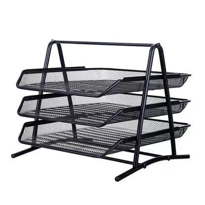 Office A4 Paper Desk Organizer Document File Letter Book Brochure Filling Tray Rack Shelf Carrier Metal Wire Mesh Storage Holder
