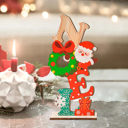 Festive Wooden Ornament with Santa