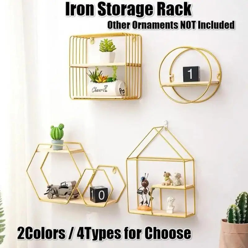 1Pcs Black/Gold Nordic Wall Shelf Metall