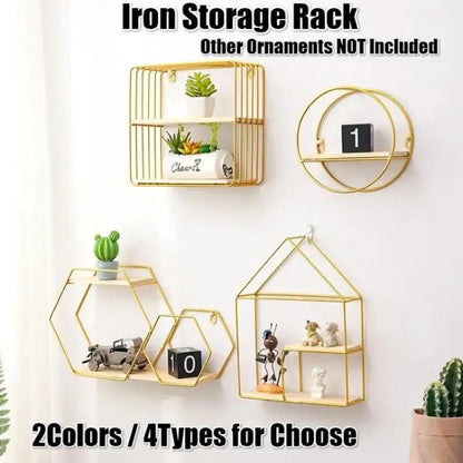 1Pcs Black/Gold Nordic Wall Shelf Metall