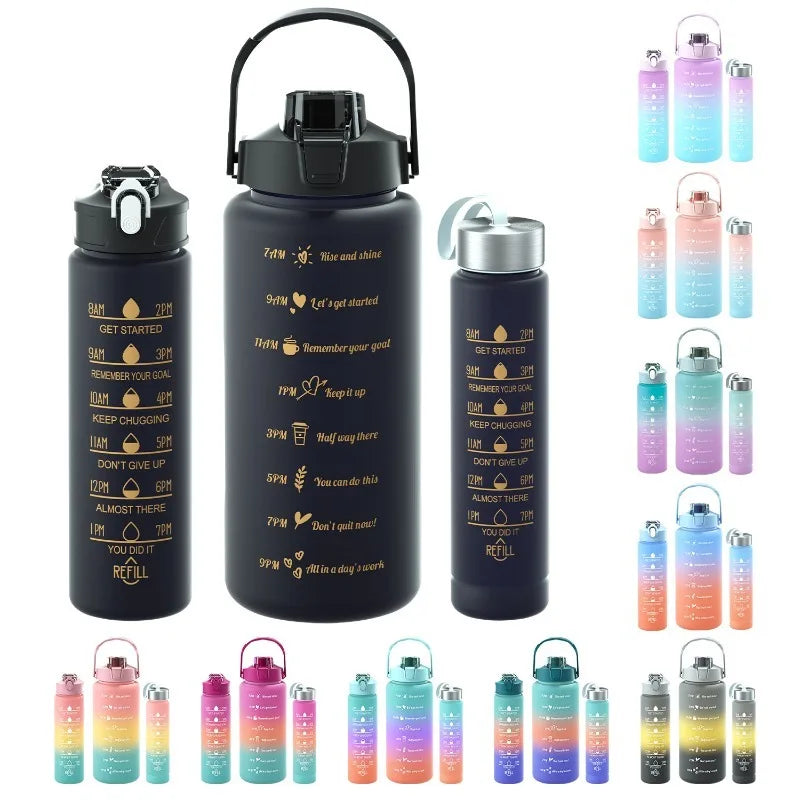 3-Piece Set Large Capacity Gradient Water Bottle