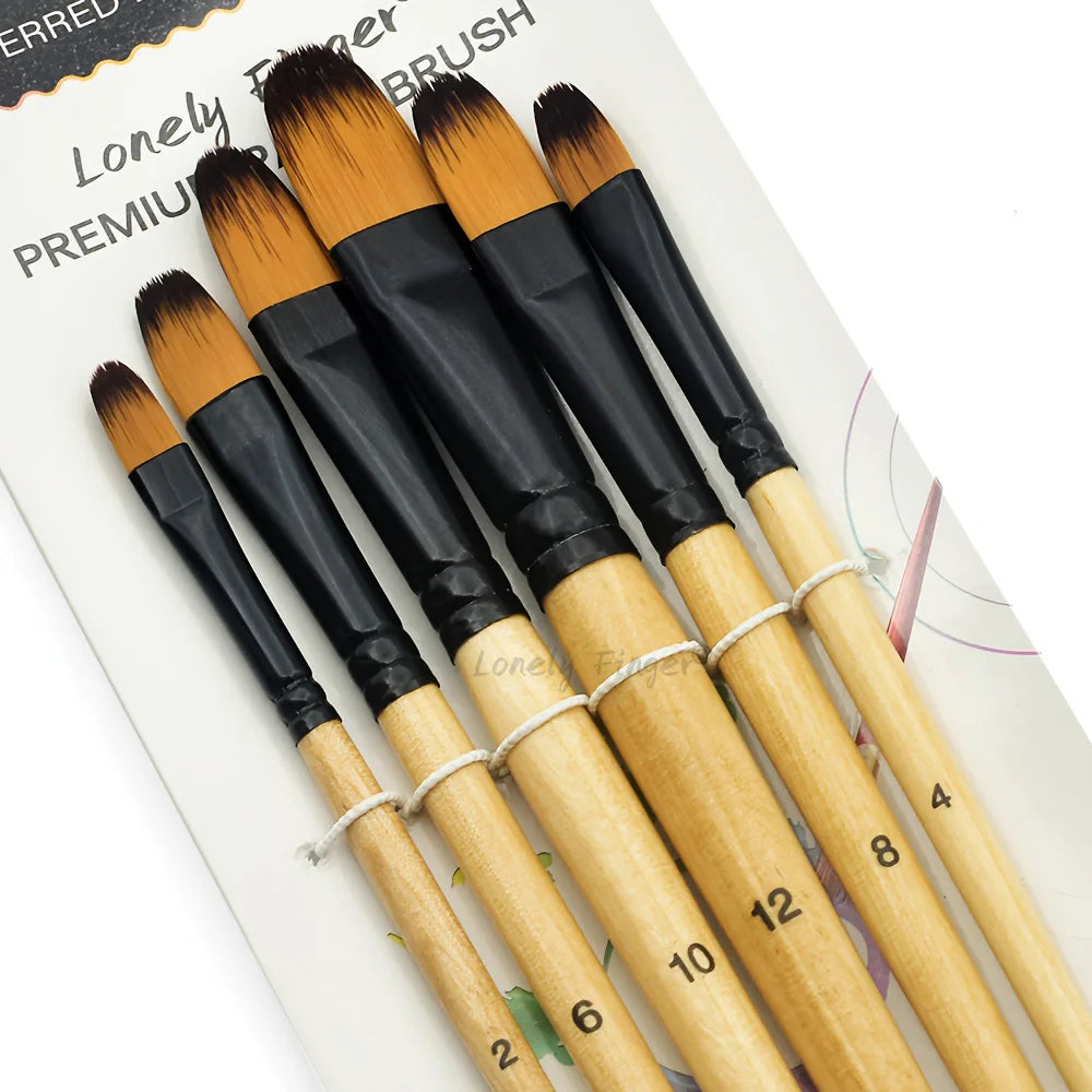 6pcs Professional Round Paint Brushes