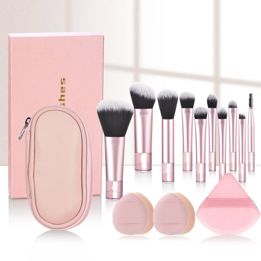 Mini Makeup Brush Set with Storage Bag