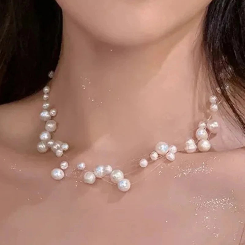 French Style Light Luxury Elegant Niche Design Pearl Multi-layer Pendant Necklace Women Sweet Jewelry Accessories Gift