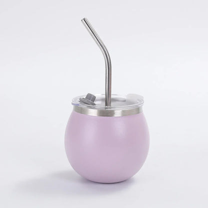Creative 304 Stainless Steel Thermos Cup Mini Compact U-shaped Egg Cup Home with lid and straw to keep Cold Matai Cup