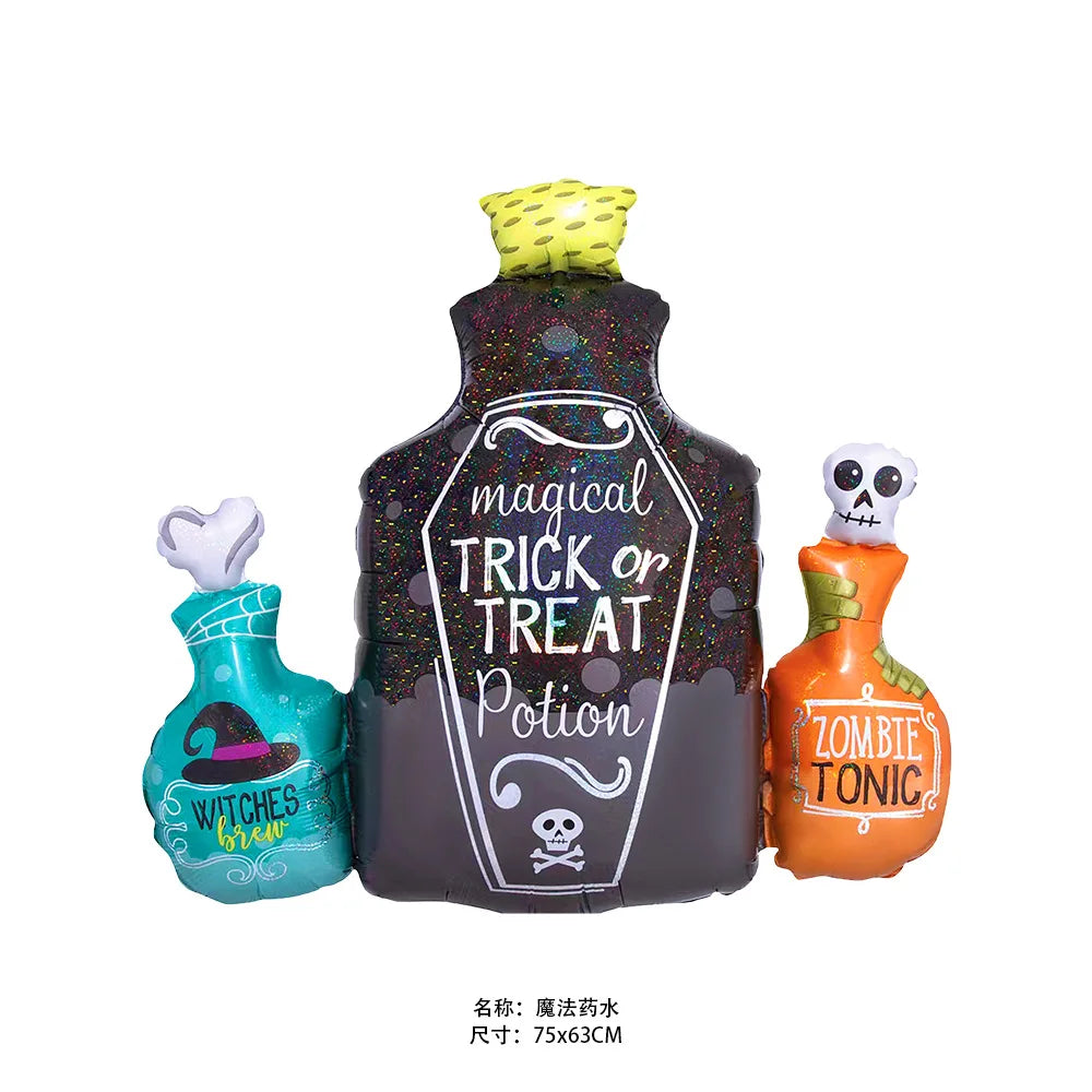 Hot Halloween Balloon Decoration Standing Hummy Pumpkin Ghost Witch Halloween Party Large Foil Balloon Inflatable Door Tree Deco