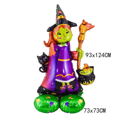 Hot Halloween Balloon Decoration Standing Hummy Pumpkin Ghost Witch Halloween Party Large Foil Balloon Inflatable Door Tree Deco