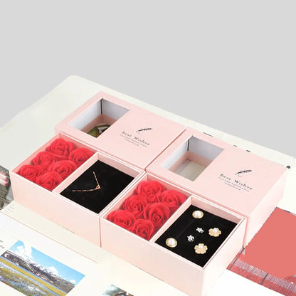 1Set 6 Rose Gift Box Window Jewelry(No Jewelry)