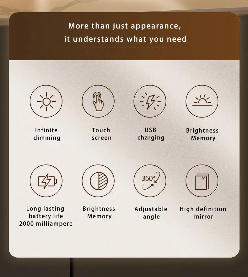 Espejo de Maquillaje LED con Luz Regulable