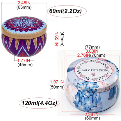 12Pcs Tinplate Empty Candle Jars 2Oz 4Oz