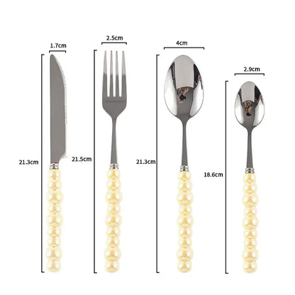 Ceramic Pearl Handle Cutlery Set Knife Fork Spoon Creative Cute Soup Spoon Western Food Steak Knife Spoon and Fork Set