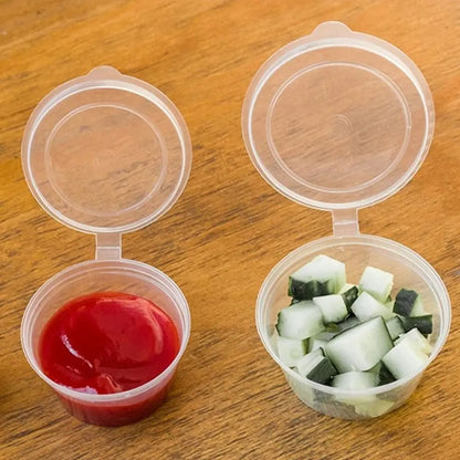 50pcs Sealed and Leak-proof Disposable Sauce Cup Sauce Cup Containers with Hinged Lids One-piece Sauce Dispensing Box Reusable
