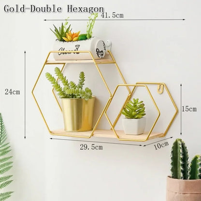 1Pcs Black/Gold Nordic Wall Shelf Metall