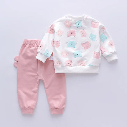 New Autumn Baby Girl Clothes Suit Children Cartoon T-Shirt Pants 2Pcs/Set Toddler Casual Costume Infant Clothing Kids Tracksuits