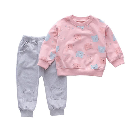 New Autumn Baby Girl Clothes Suit Children Cartoon T-Shirt Pants 2Pcs/Set Toddler Casual Costume Infant Clothing Kids Tracksuits