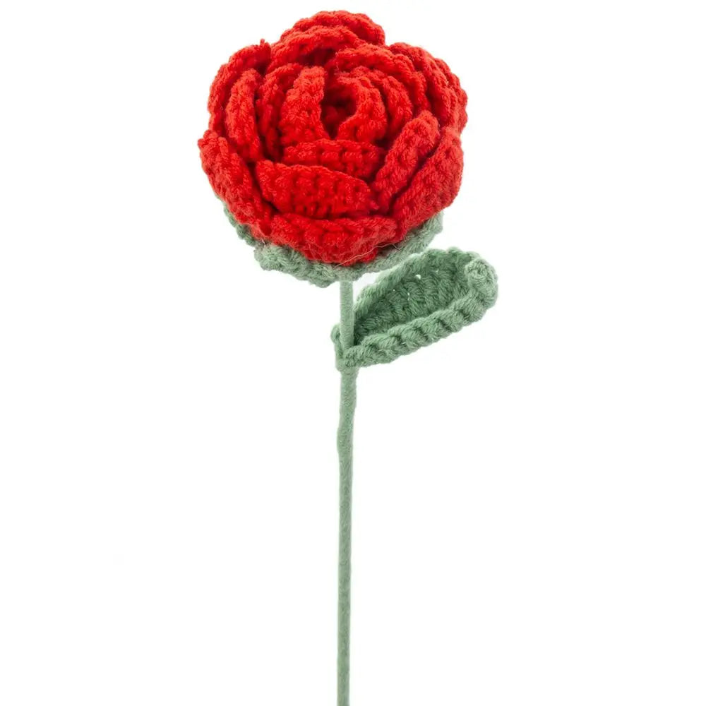Artificial Handmade Crochet Yarn Rose Flowers Outdoor Garden Wedding Bridal Bouquets Home Vase Festival Diy Gift Valentine's Day