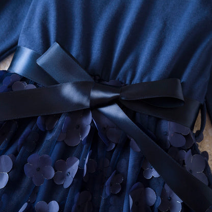 2024 Autumn Winter Girls Long Sleeves Dress 3D Floral Fashion Children Birthday Party Vestidos Baby Fall Clothes for 3-8 Yrs