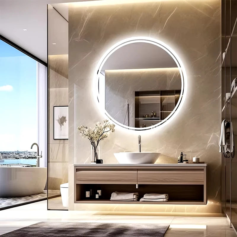 LED HD Smart Bathroom Mirror with Lights Circle