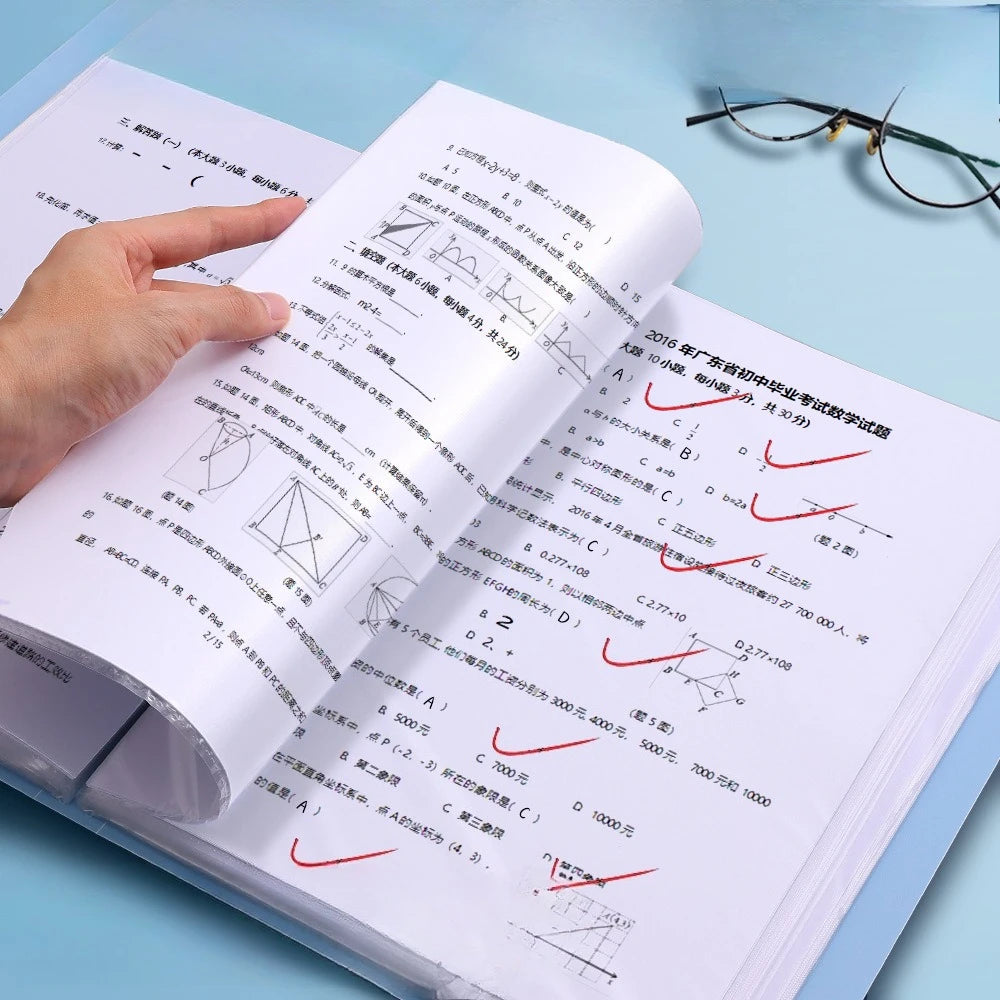 30 Pages A4 Document Organizer with 60 Transparent Pockets - Multi-Layer Office and School Storage Folder Desk Organizer Binder