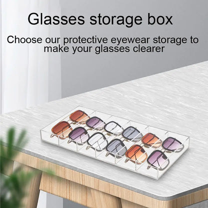 Eyewear Organizer Sunglasses Storage Box Transparent 6-compartment Glasses Jewelry Storage Box with Capacity for Organization