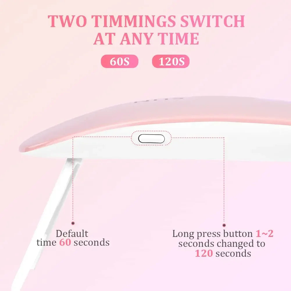 6W Mini Portable Nail Dryer, Rechargeable UV/LED