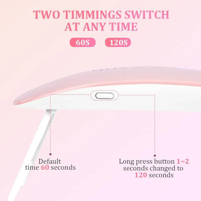 6W Mini Portable Nail Dryer, Rechargeable UV/LED