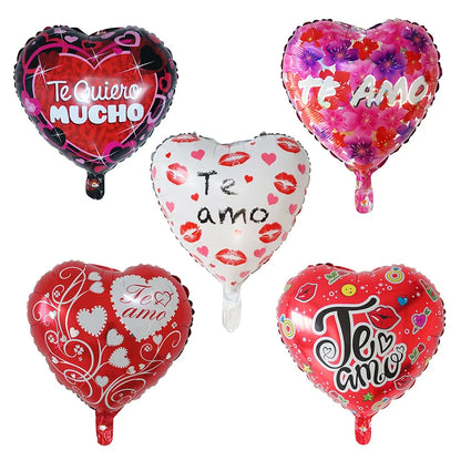 10pcs 18inch Spanish Foil Helium Balloons Valentine's Day Gifts I Love You Air Globus Engagement Wedding Party Decoration