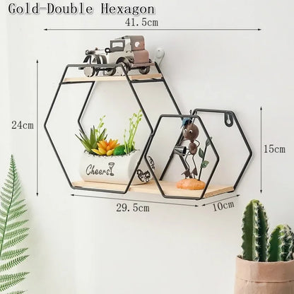 1Pcs Black/Gold Nordic Wall Shelf Metall
