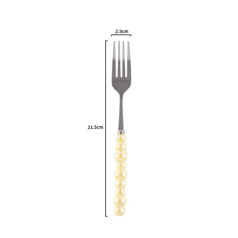 Ceramic Pearl Handle Cutlery Set Knife Fork Spoon Creative Cute Soup Spoon Western Food Steak Knife Spoon and Fork Set
