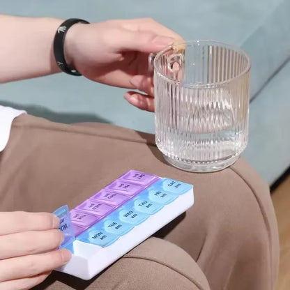Weekly Pill Box Organizer Cases Portable Pillbox 7 Days 14 Grids Pills Container Storage Tablets Vitamins Medicine Fish Oils