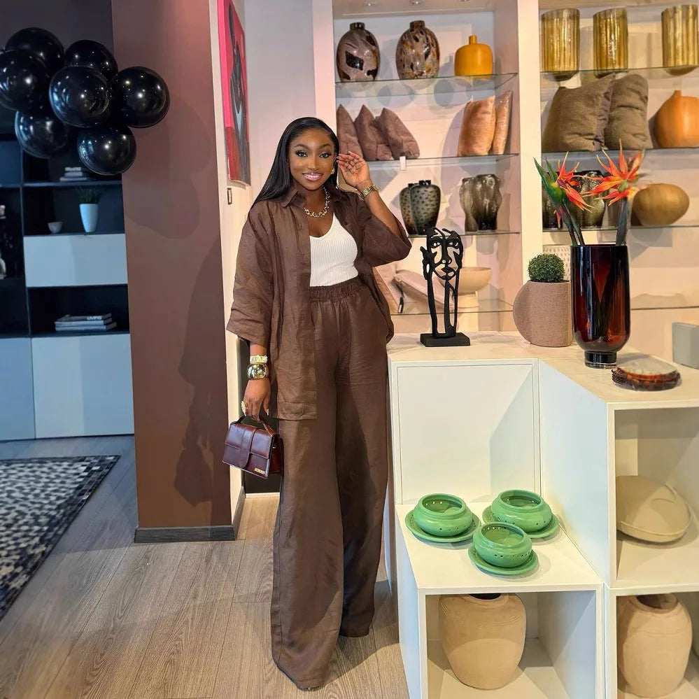 Casual shirt long pants two-piece set