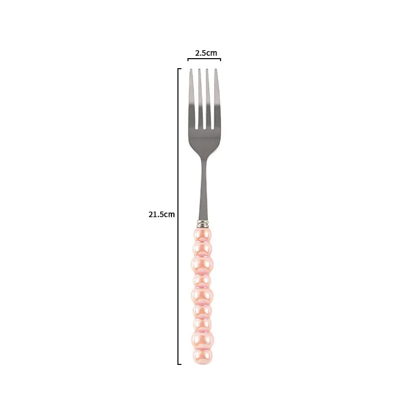 Ceramic Pearl Handle Cutlery Set Knife Fork Spoon Creative Cute Soup Spoon Western Food Steak Knife Spoon and Fork Set