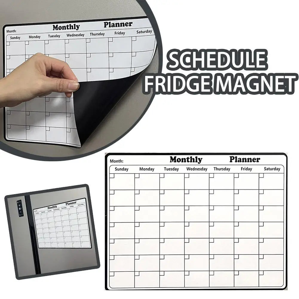 Soft Magnetic Memo Board - Reusable Weekly Planner, Decorative Modern Fridge Organizer for Home Office, PVC Grid Calendar &amp; Note