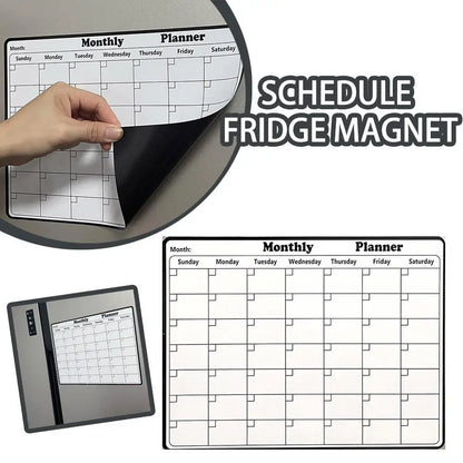Soft Magnetic Memo Board - Reusable Weekly Planner, Decorative Modern Fridge Organizer for Home Office, PVC Grid Calendar &amp; Note