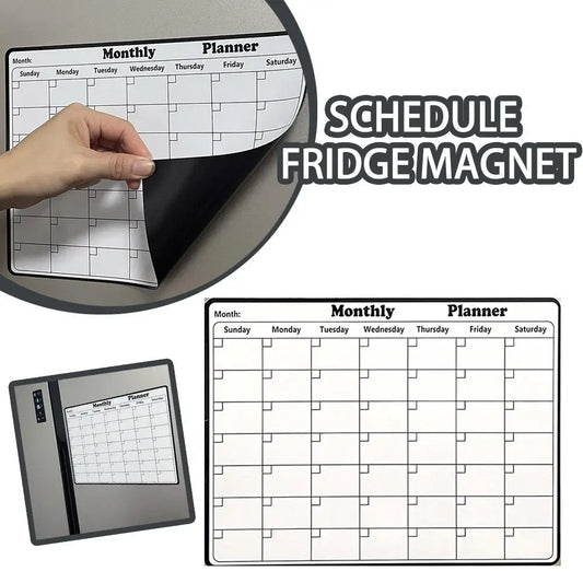 Soft Magnetic Memo Board - Reusable Weekly Planner, Decorative Modern Fridge Organizer for Home Office, PVC Grid Calendar &amp; Note