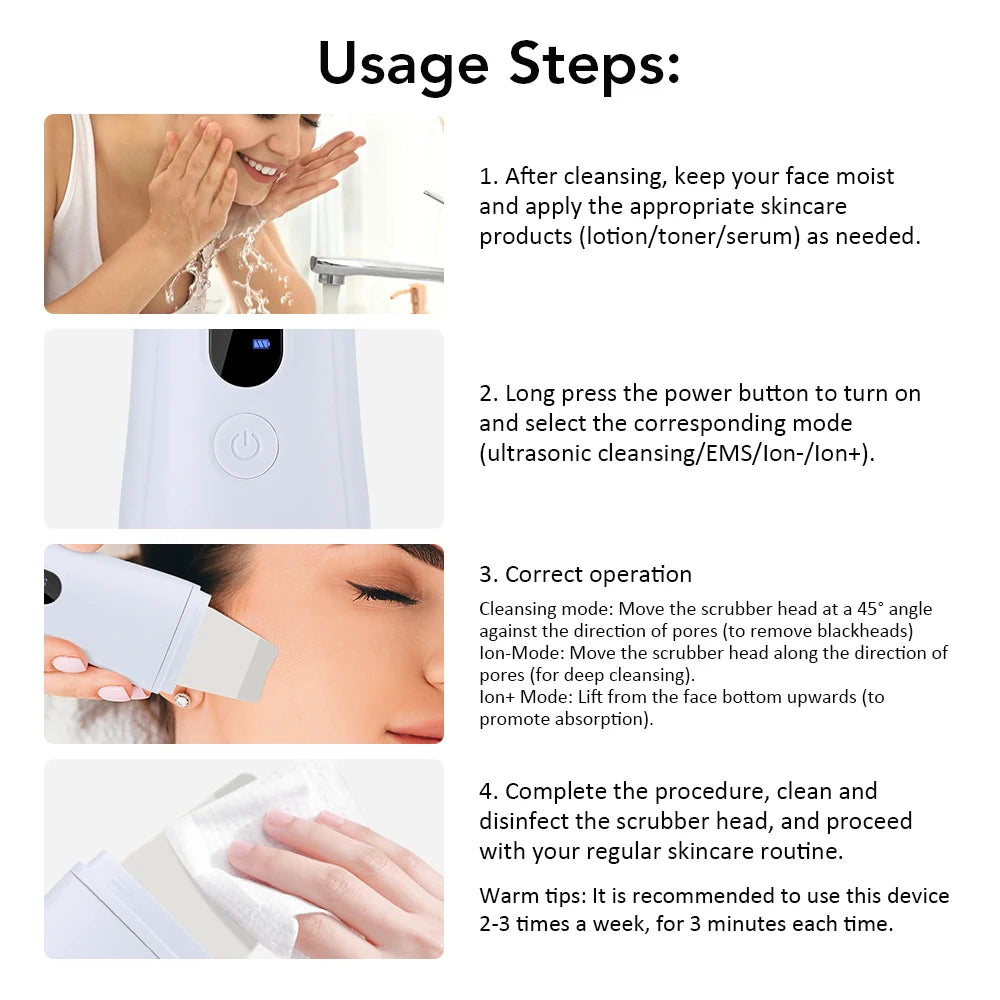 Ultrasonic Skin Scrubber Peeling Remove