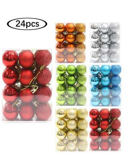 24pcs Christmas ball decorations Christmas Holiday party House decoration ball Christmas tree red ball pendant