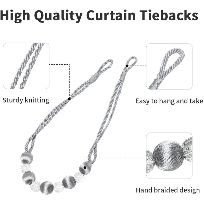 1Pc Bead Curtain Tieback Home Decor Gold Holdback Curtains Holder Clamp Buckle Rope Room Accessories Decoration Tie Back