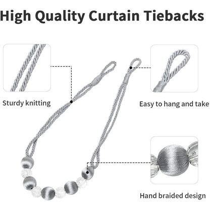 1Pc Bead Curtain Tieback Home Decor Gold Holdback Curtains Holder Clamp Buckle Rope Room Accessories Decoration Tie Back